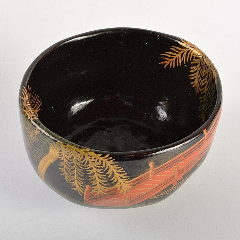 茶道具　平安　加藤光漆造　螺鈿装飾　乾漆茶碗　共箱　V　6724
