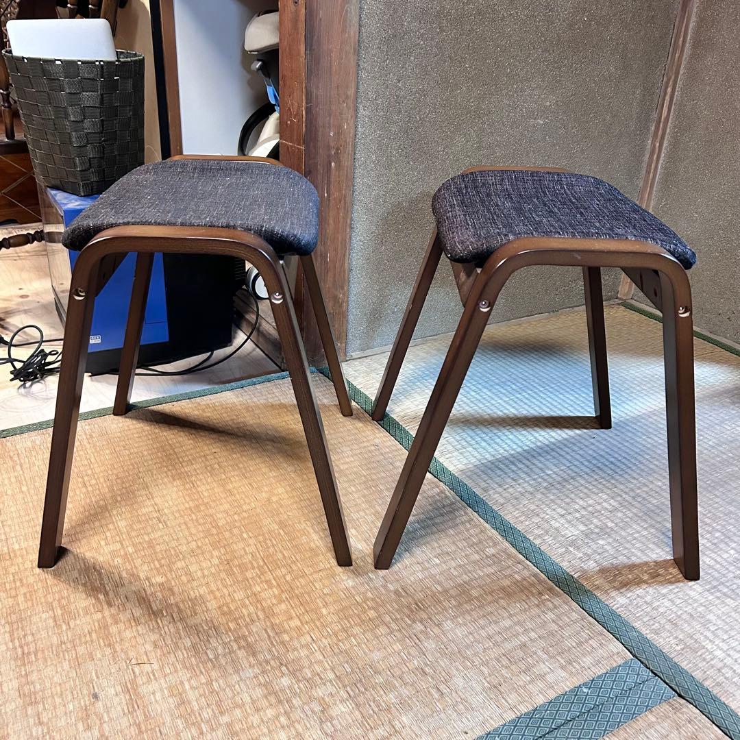 スタッキングスツール 2脚セット 木製 ジャパニーズモダン
