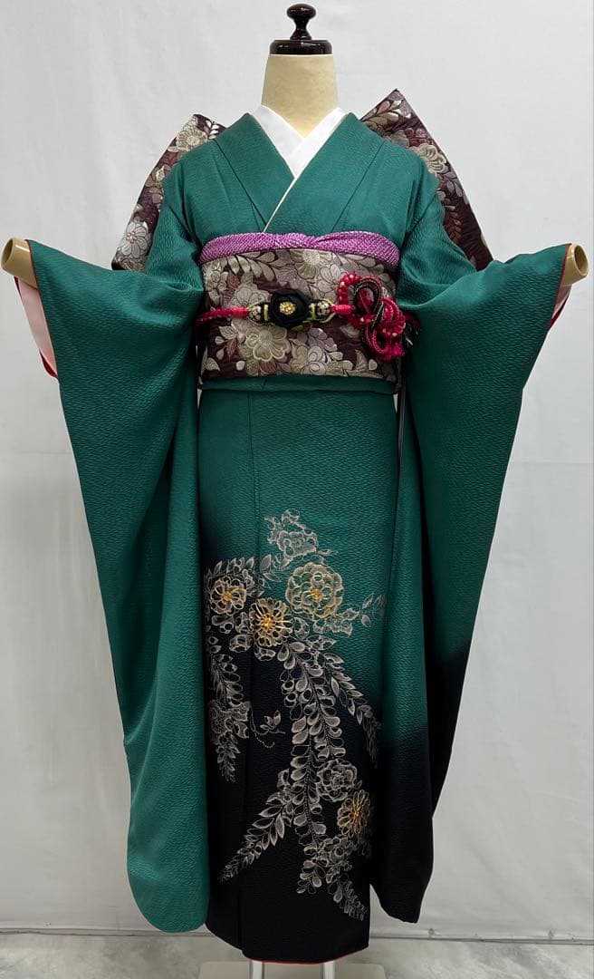 振り袖　フルセット　長襦袢　パーティー　成人式　金彩加工　刺繍入　辻ヶ花　671