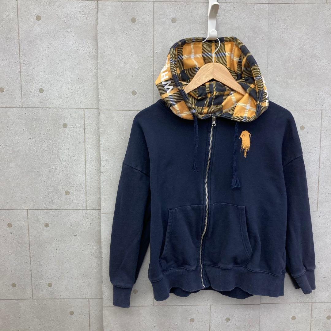 米津玄師 せきついくんパーカー チェック スウェット ジップパーカー Ｍ 紺