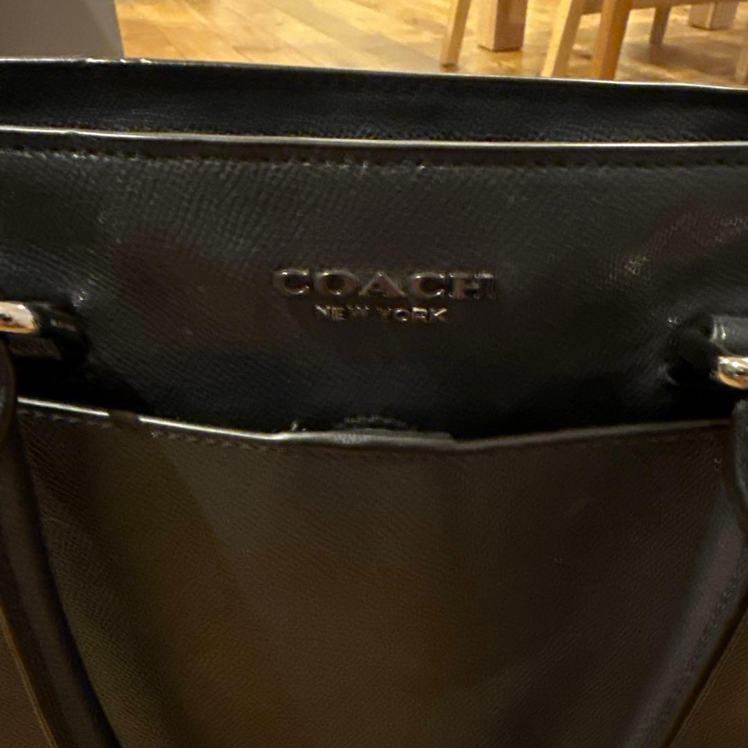 COACH コーチ レザートートバッグ ブラック｜上質レザー ビジネス／大容量