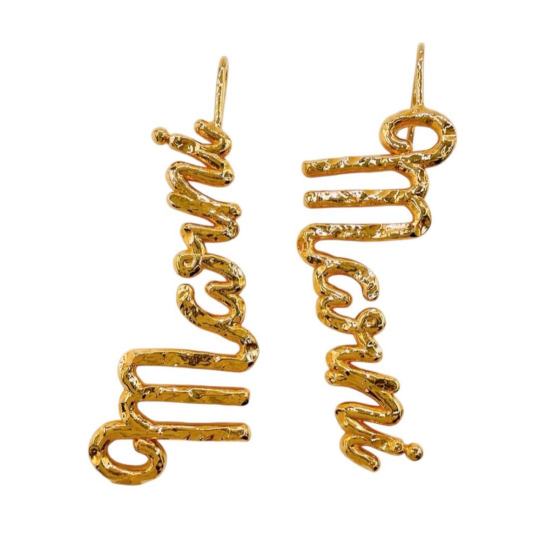 【希少/未使用級】マルニ⭐︎ロゴ ピアス 両耳 ゴールド系 フック 純正布袋付き