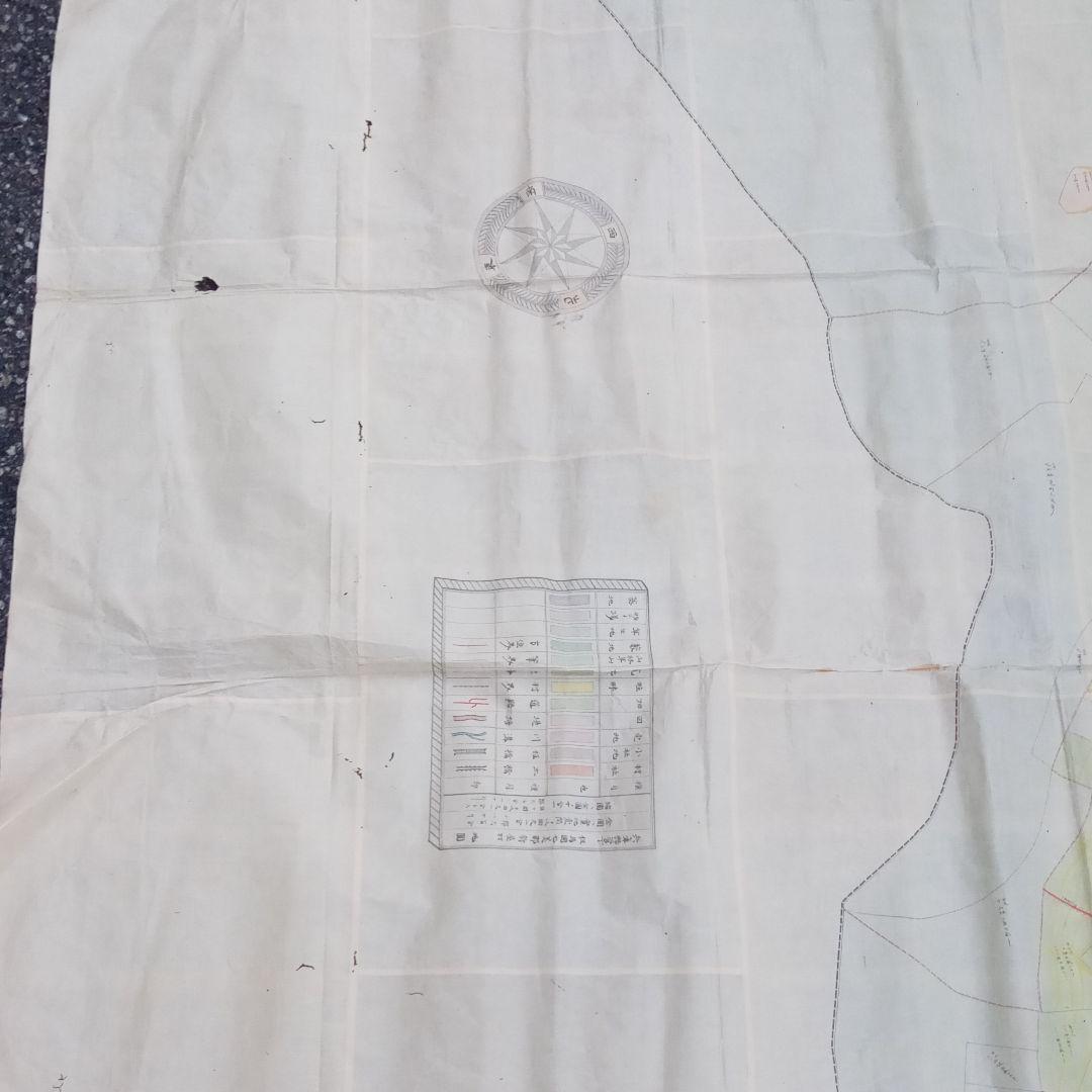 超特大　古地図　明治期　但馬國　七美郡　新屋村　全図　骨董　彩色　肉筆　古文書