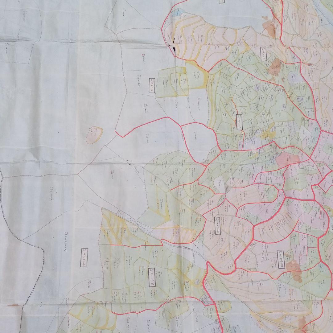 超特大　古地図　明治期　但馬國　七美郡　新屋村　全図　骨董　彩色　肉筆　古文書