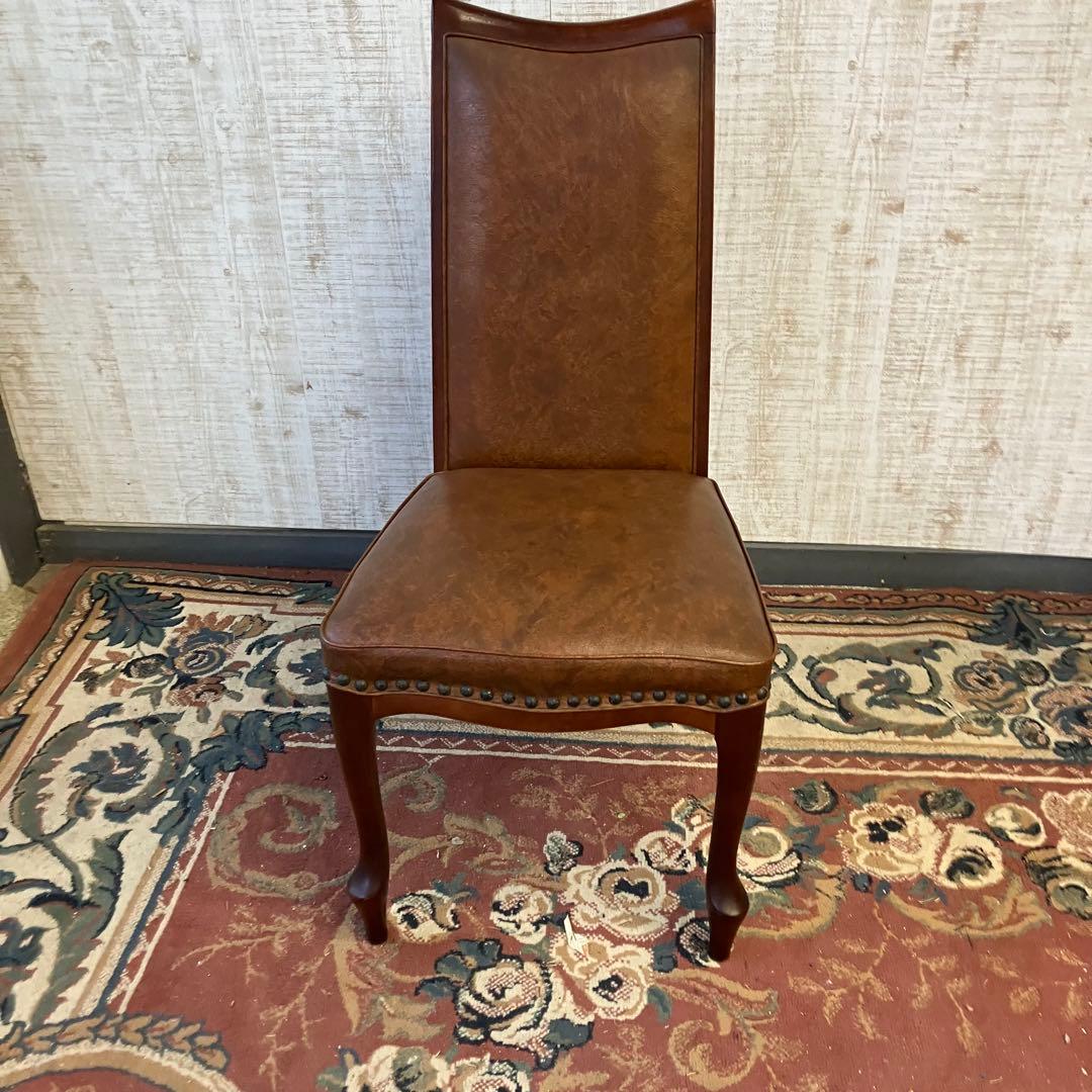 ④北欧レトロ マルニ木工 木製椅子 鋲打ちダイニングチェア ロビーチェア 古家具