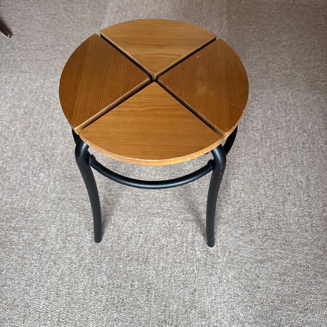 木製円形スツール 4分割デザイン2本￼セット