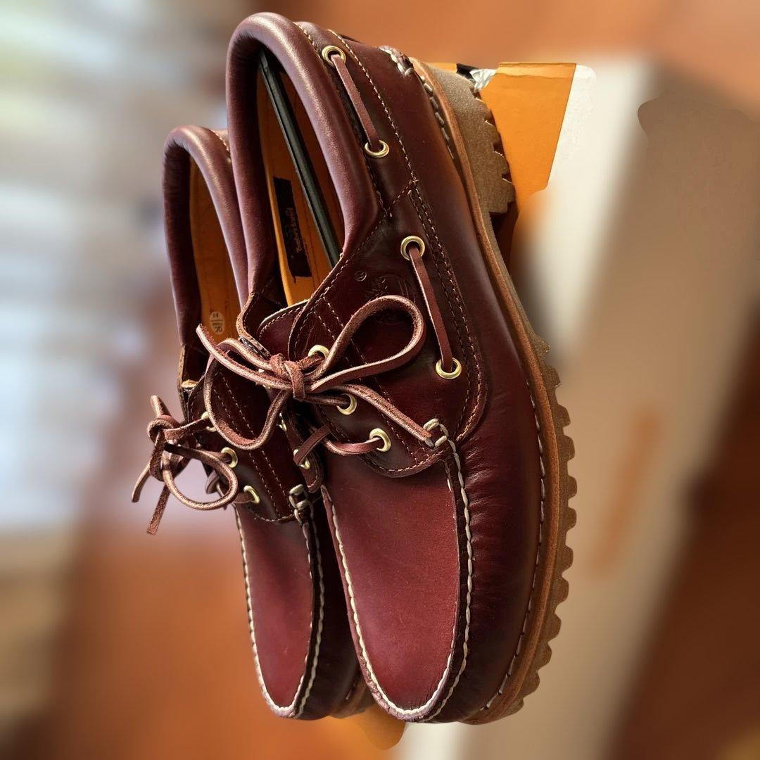 timberland 3eyeバーガンディ レザー モカシン