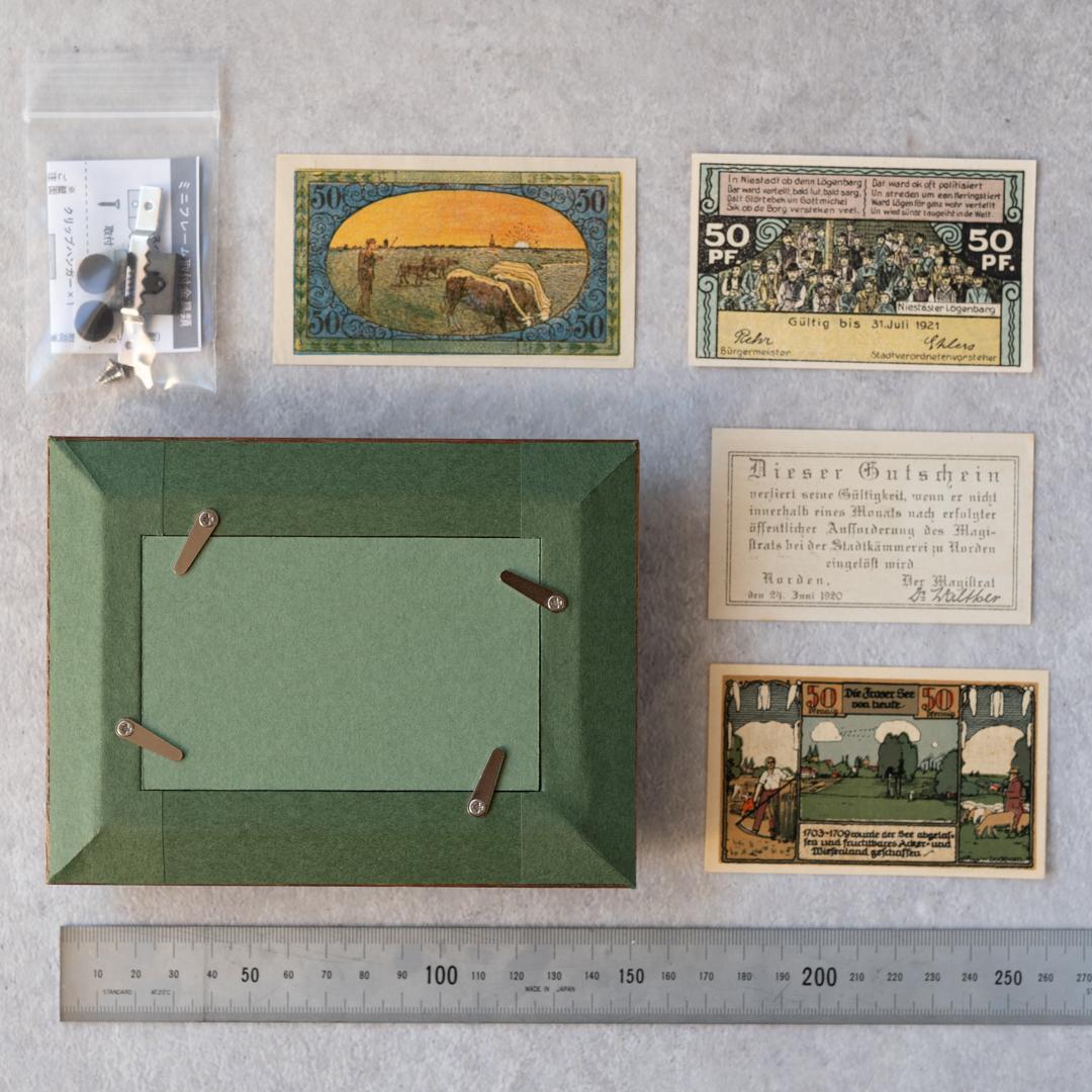 本物保証 アンティーク額装＋希少ノートゲルト5点セット ドイツ