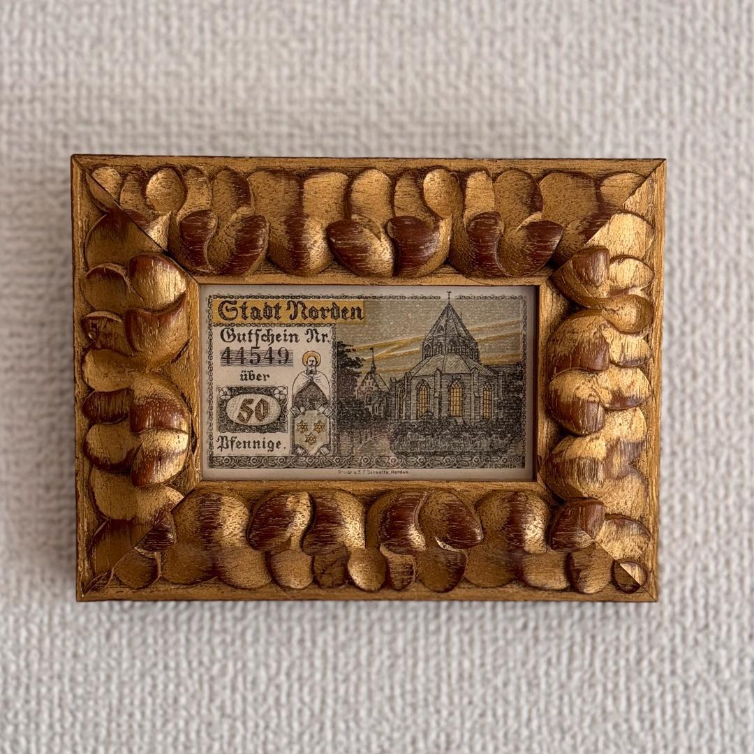 本物保証 アンティーク額装＋希少ノートゲルト5点セット ドイツ