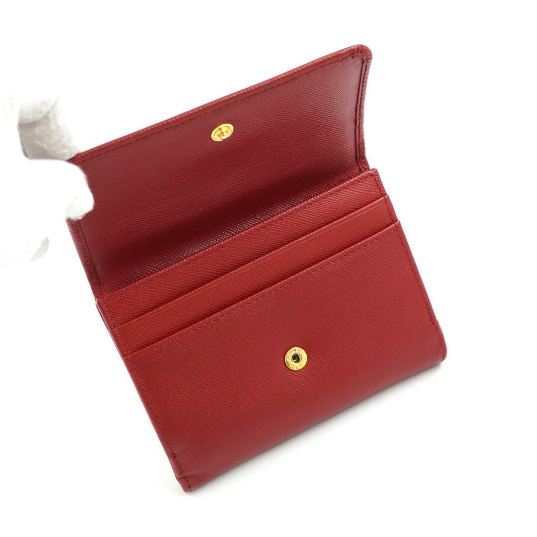 ✨新品未使用・箱付き✨　PRADA ミニ財布　サフィアーノレザー　二つ折り　赤色