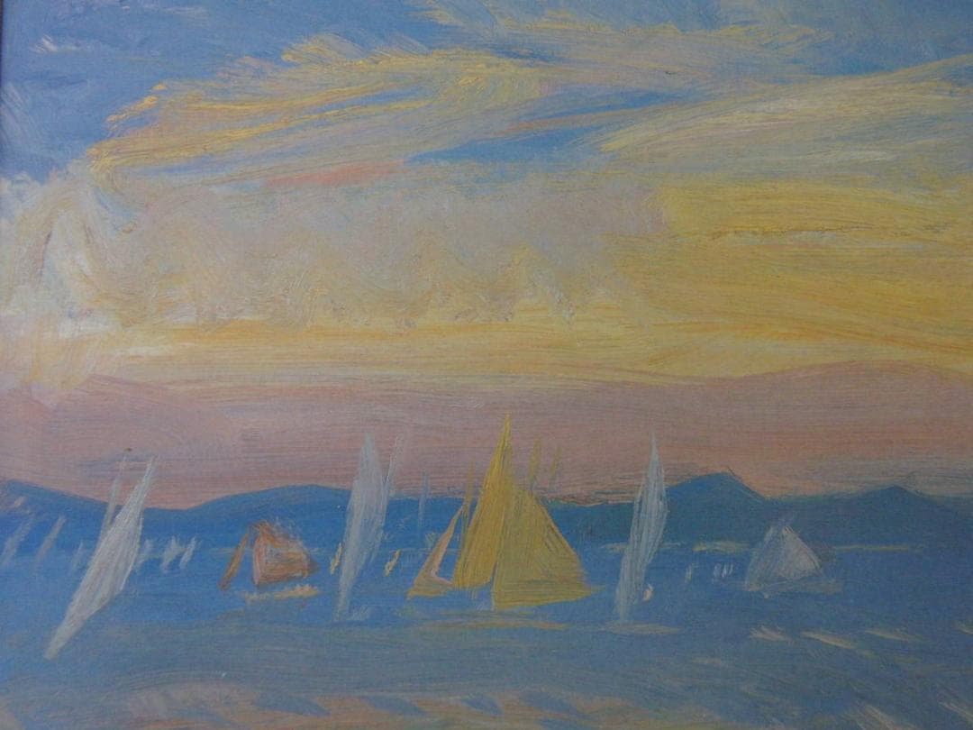 山下充、【ヨット　サントロペ】、希少な額装用画集より、新品額装付、状態良好