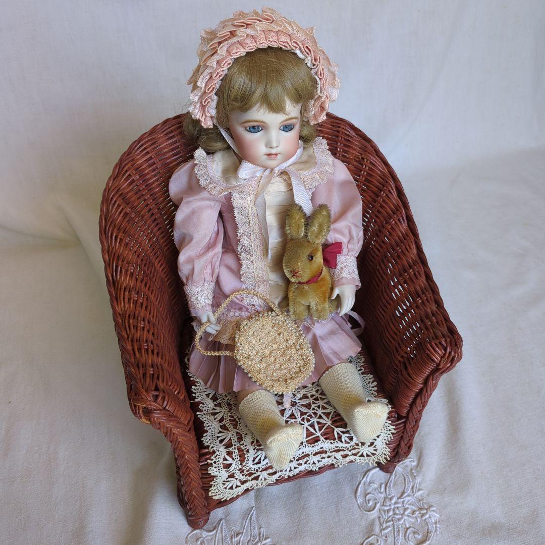 フランスアンティーク ドールチェア ② ローズマダー ラタン