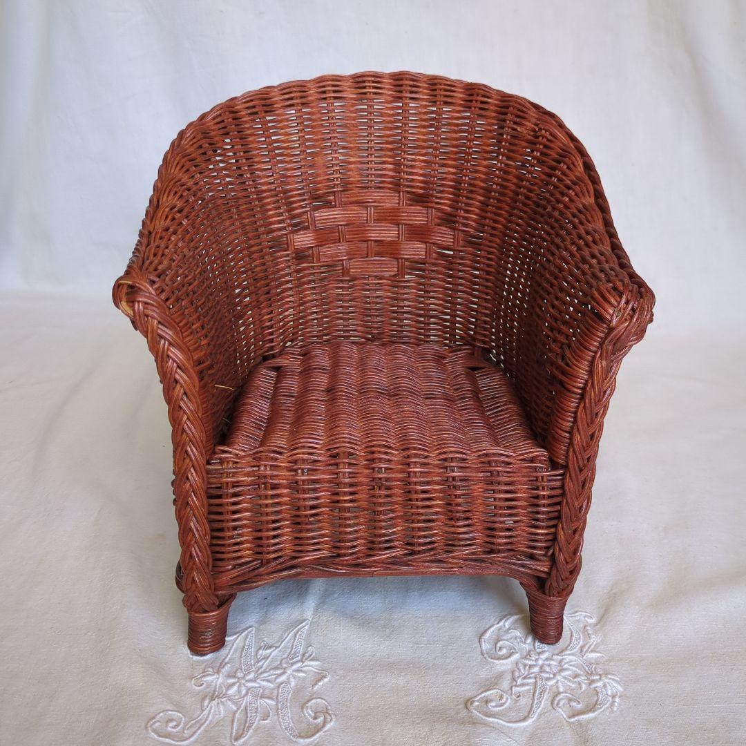フランスアンティーク ドールチェア ② ローズマダー ラタン