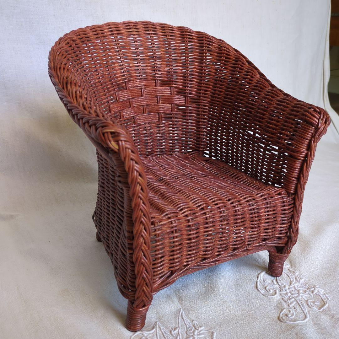 フランスアンティーク ドールチェア ② ローズマダー ラタン