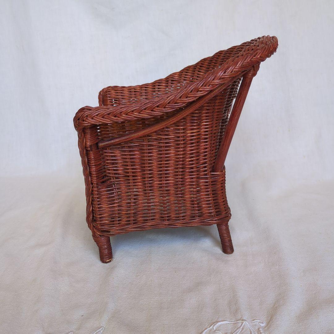 フランスアンティーク ドールチェア ② ローズマダー ラタン