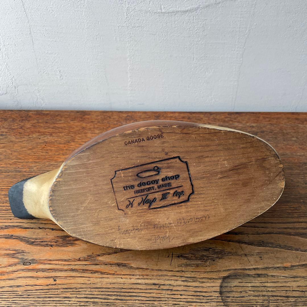 カナダグース USA メイン州 木製 デコイ 1984年製 バードオブジェ 鴈