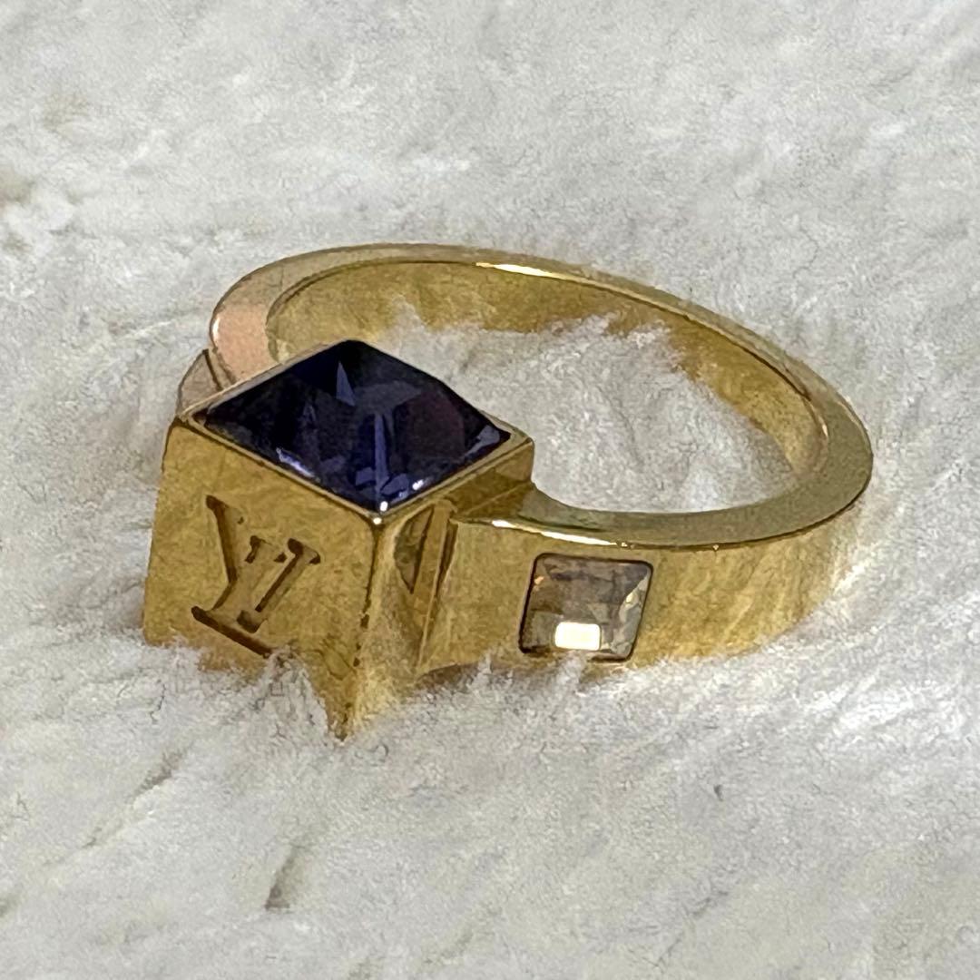 美品 ルイヴィトン M65098 バーグ ギャンブル リング ゴールド　S