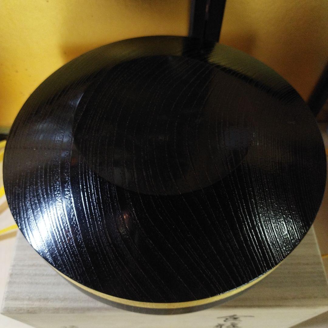 漆器 蓋付き器 黒色 金色帯　塗師　宗明　食籠