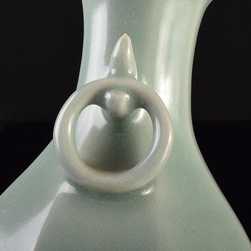 中国　龍泉窯　粉青釉　桔梗口双耳瓶　花入　C　6908