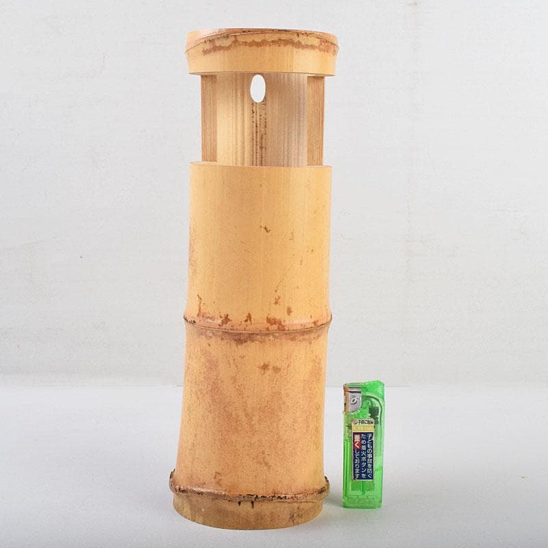 茶道具　竹一重花入　二月堂焼印　時代箱付　V　R9535