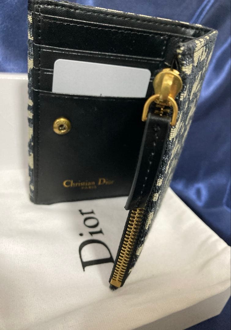 極美品箱付き/DIOR /ミニバイフォールドウォレット オブリークジャガード