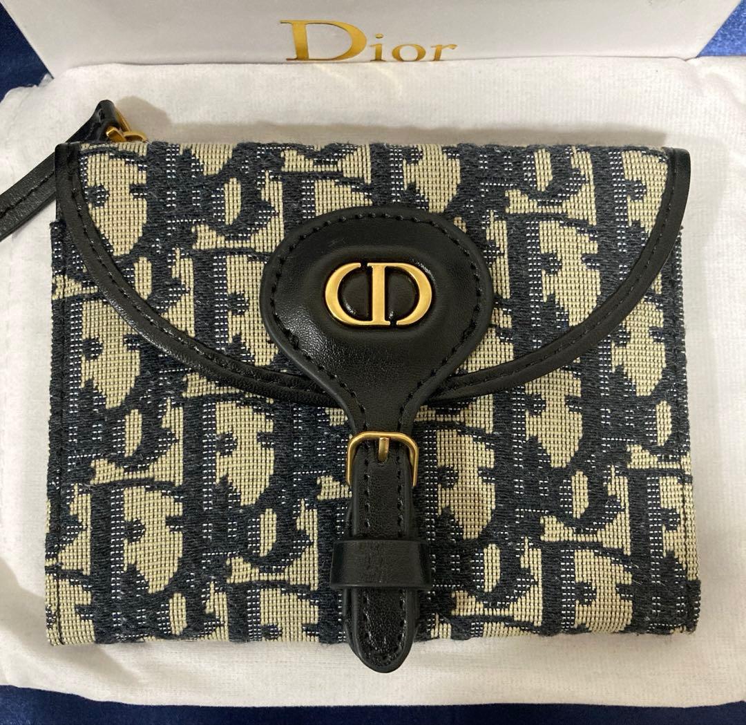 極美品箱付き/DIOR /ミニバイフォールドウォレット オブリークジャガード