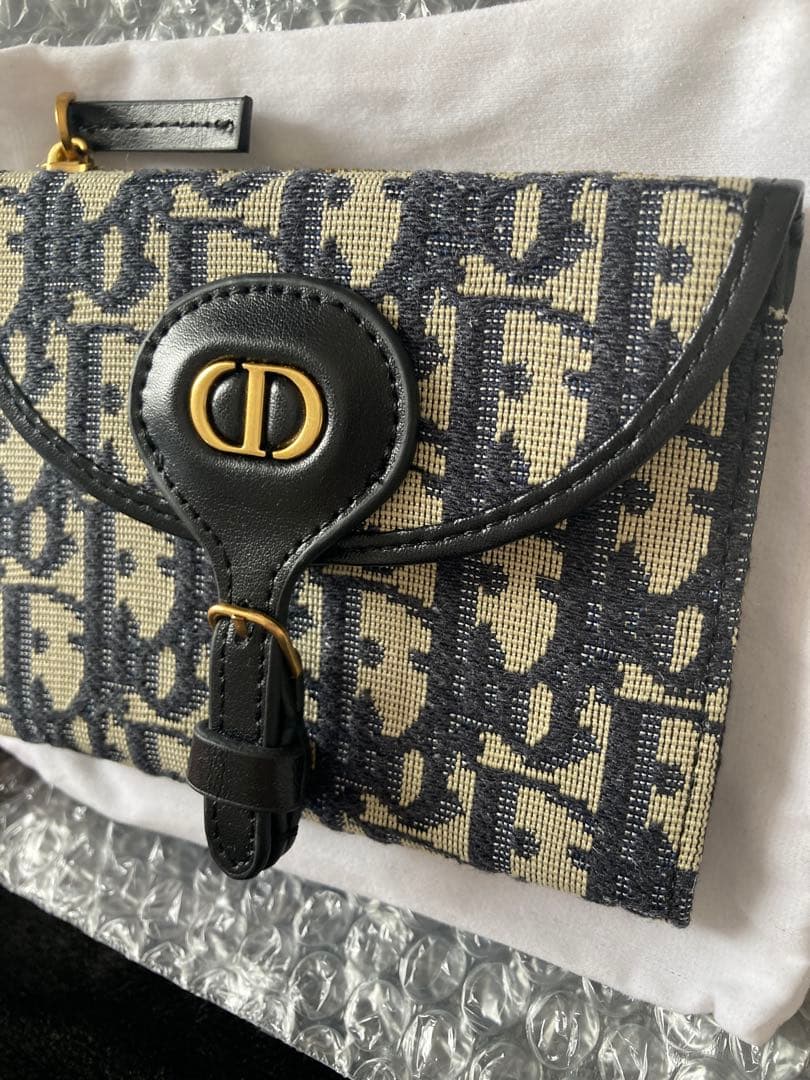 極美品箱付き/DIOR /ミニバイフォールドウォレット オブリークジャガード