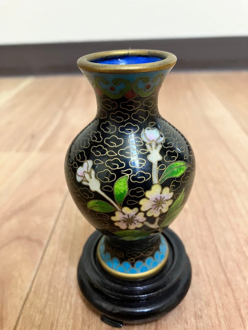 七宝焼　景泰藍　花瓶　2客　時代物　古美術　美術品　骨董品　古物　アンティーク