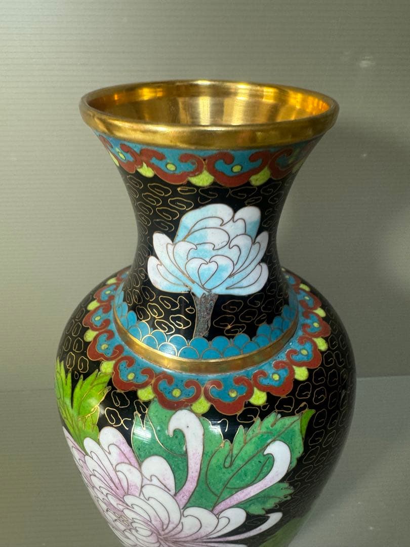 2491 七宝焼　景泰藍　琺瑯　花瓶