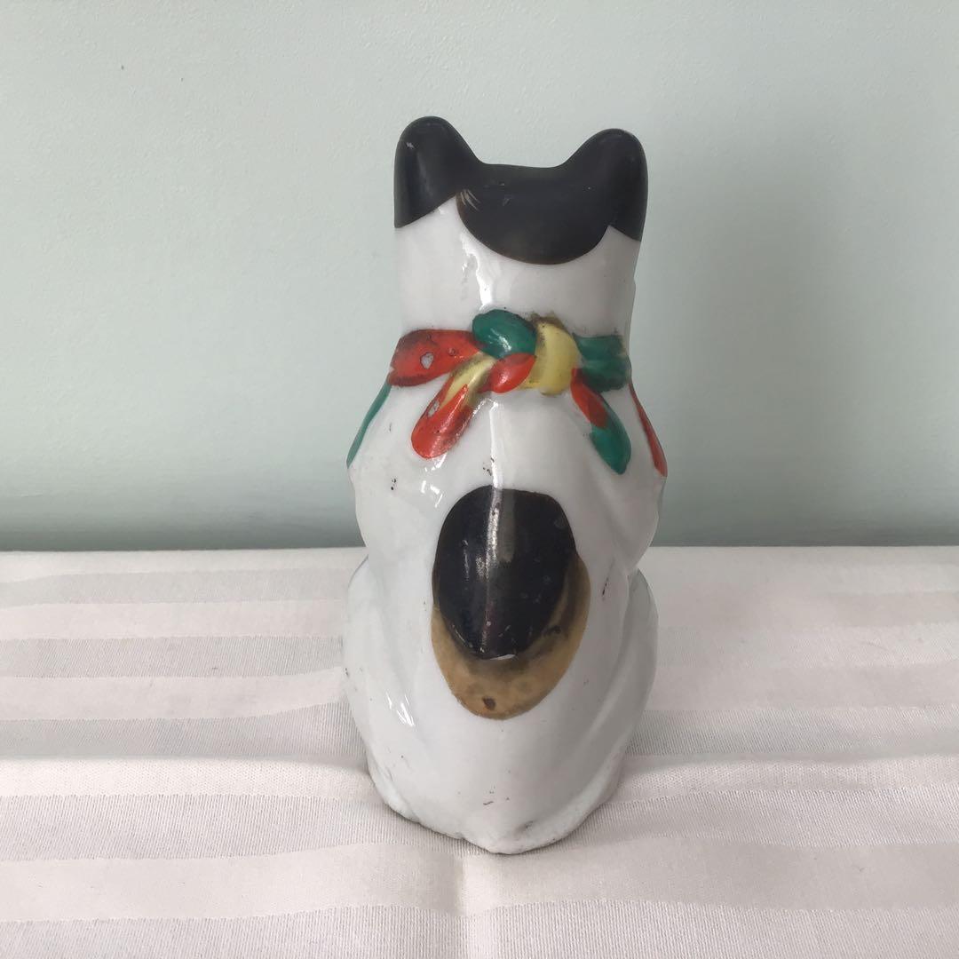 骨董　陶器製　招き猫