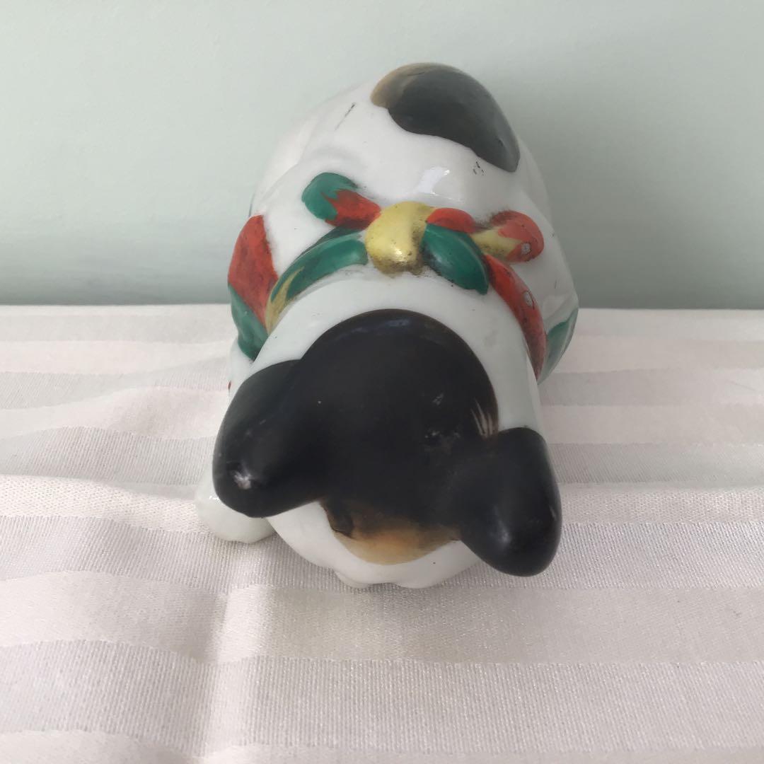 骨董　陶器製　招き猫