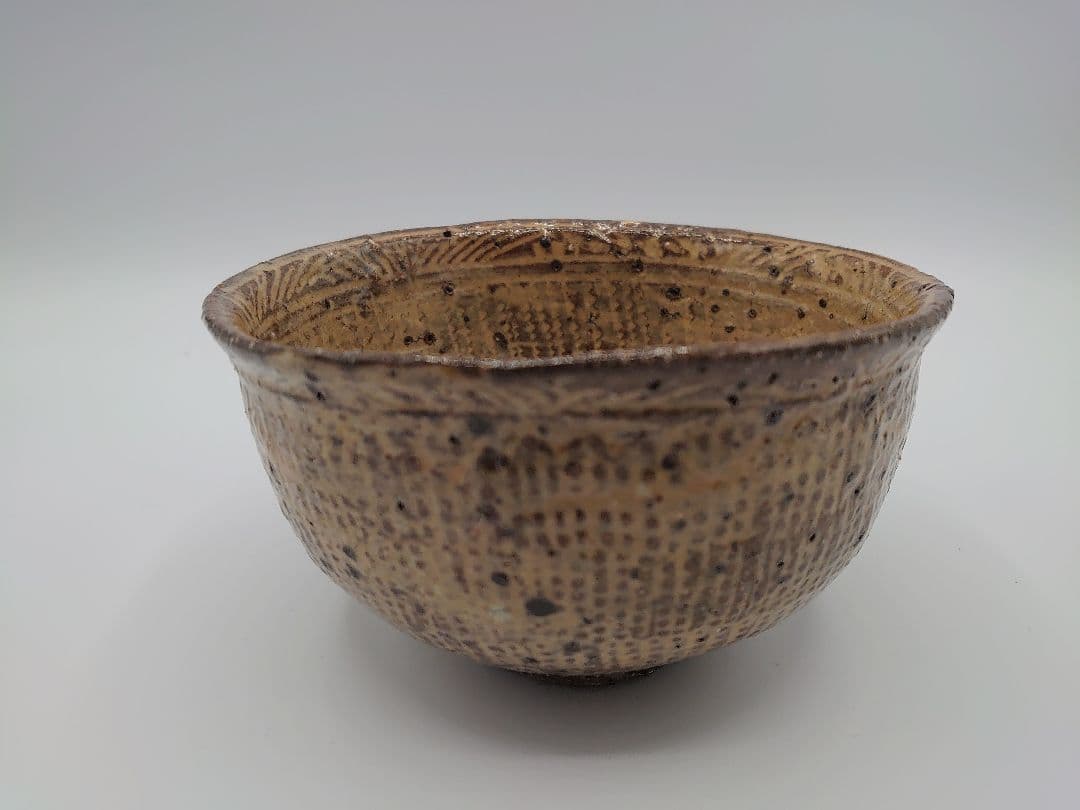 吉田明(物故)作 三島手抹茶茶碗／共箱