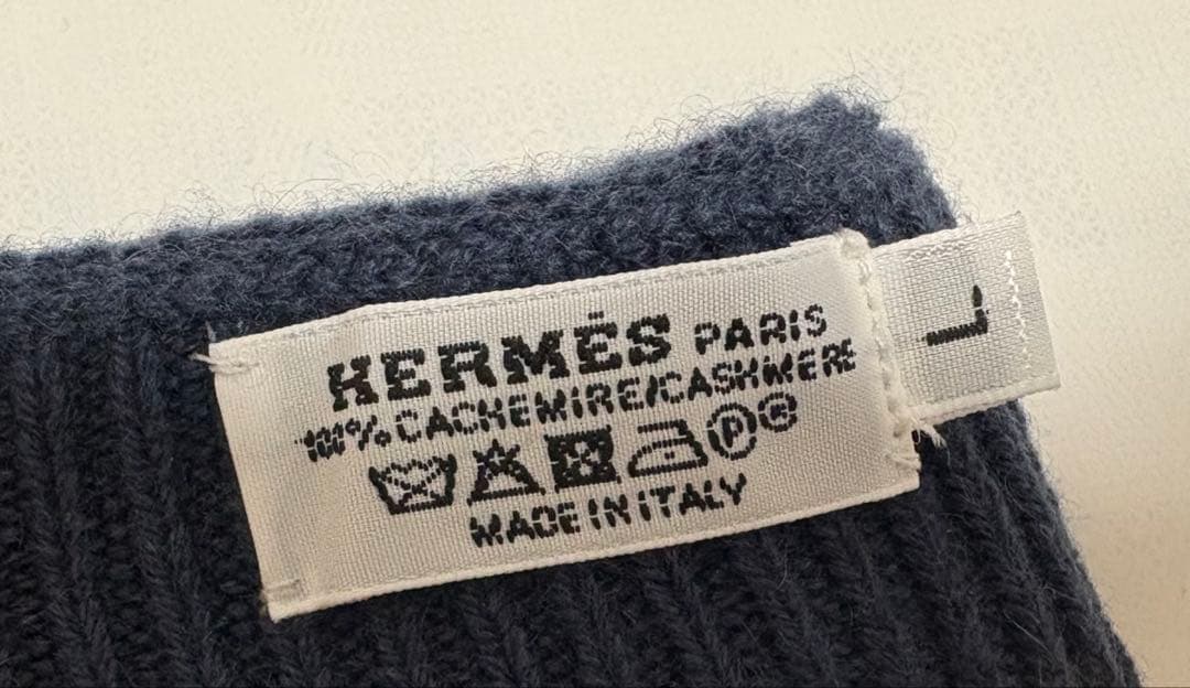 エルメス カシミア 手袋 グローブ H柄 紺色