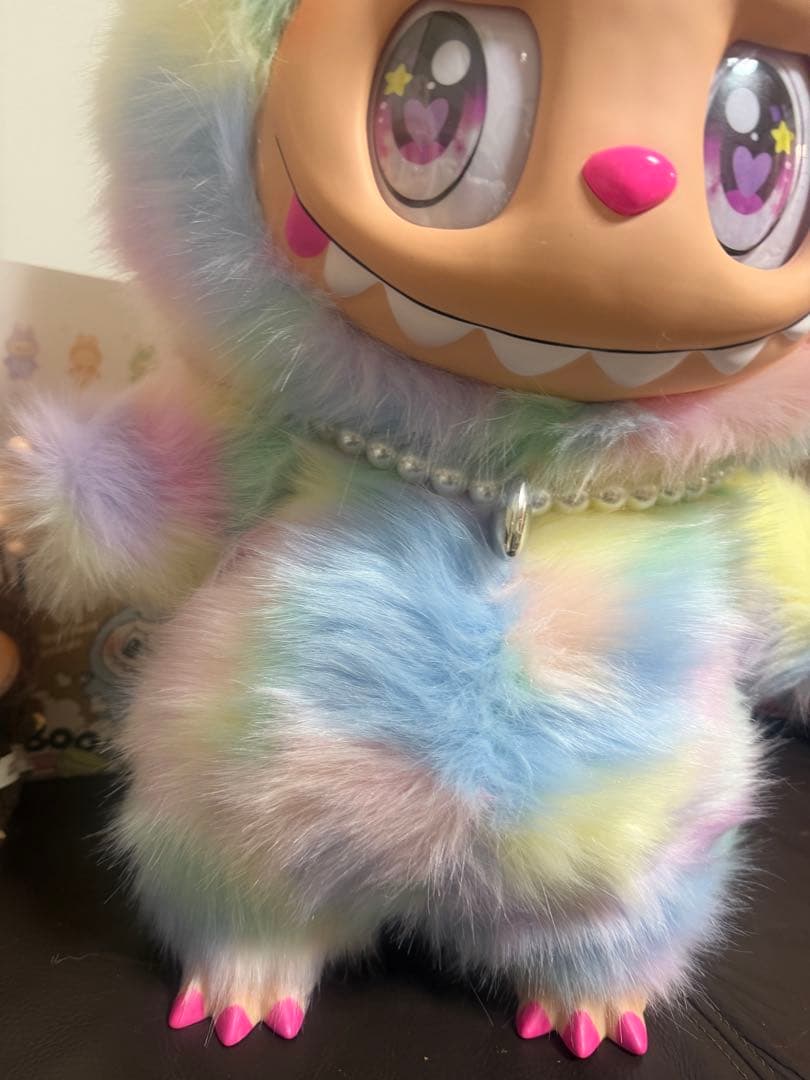 超特大60cmマカロンジモモ 夢色ふわもこ パールネックレス＆ピンク尾びれ