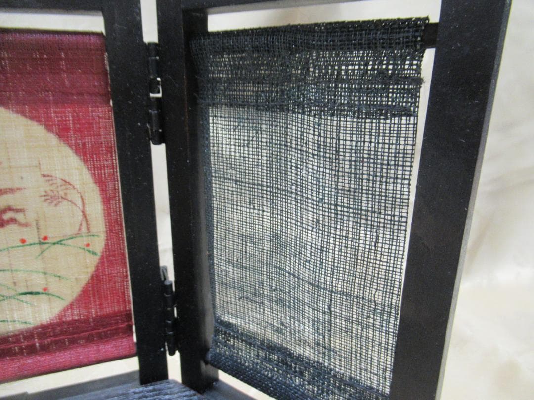 hh　有田焼お雛様珍味2個セット伯山窯２組包装&木製屛風兎絵衝立4個