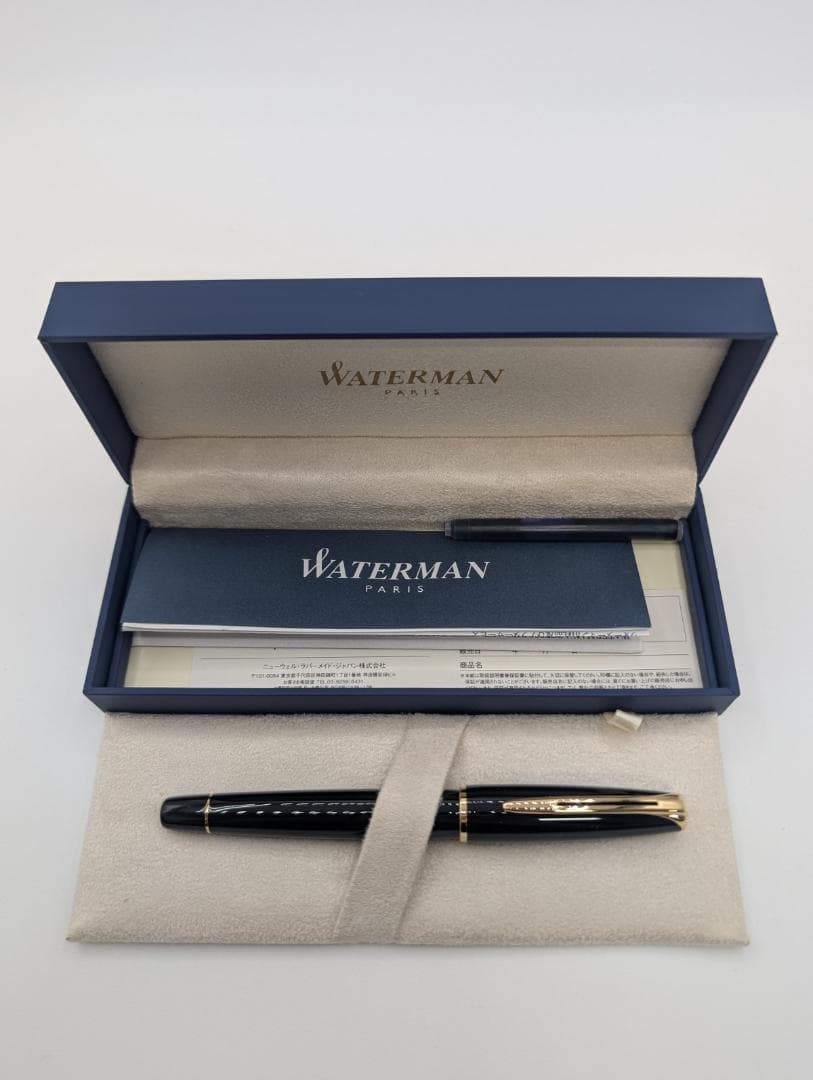 希少新品 ウォーターマン 万年筆 M 中字 チャールストン エボニーブラックGT