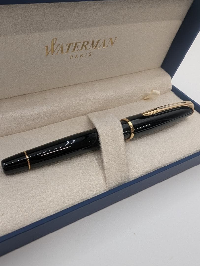 希少新品 ウォーターマン 万年筆 M 中字 チャールストン エボニーブラックGT