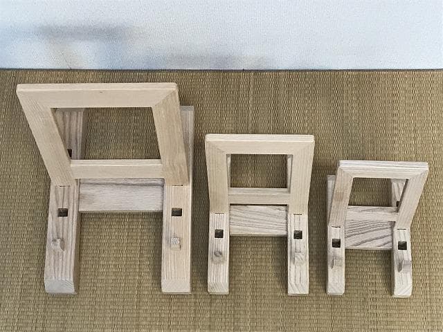 値下げ！【送料無料】木製皿立て3点 高さ26.5/21.5/19.5(cm)