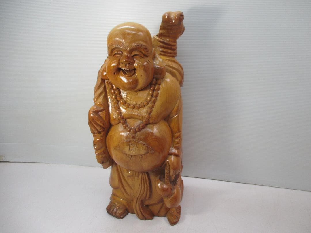 七福神 木彫り 布袋様 置物 木製 縁起物 開運 夫婦円満 笑門来福 58cm
