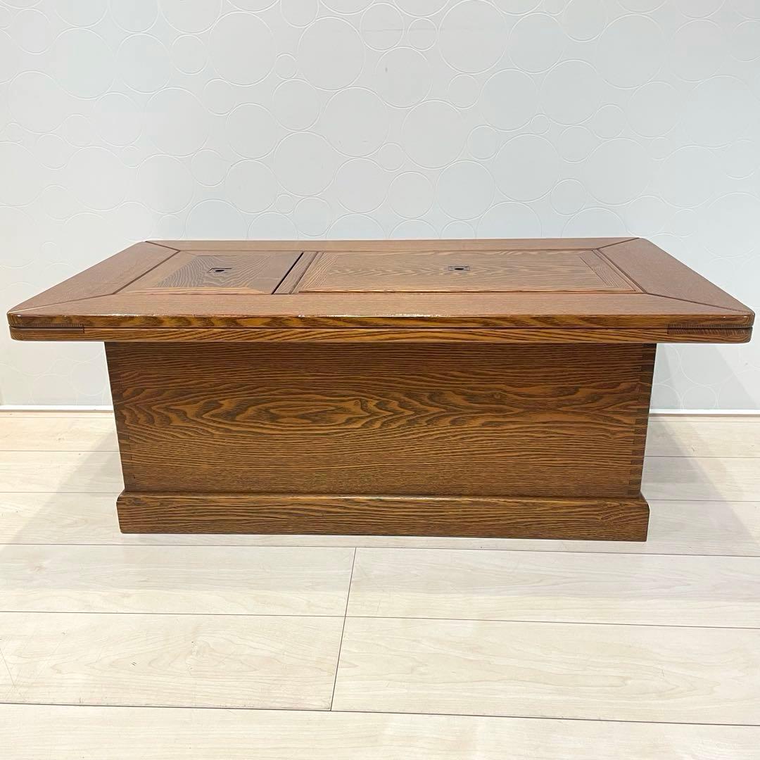【美品】高級囲炉裏座卓 火鉢テーブル 座卓 銅火入れ付 無垢 レトロモダン