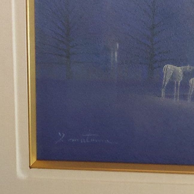 松浦敬文　水辺の城　油彩画