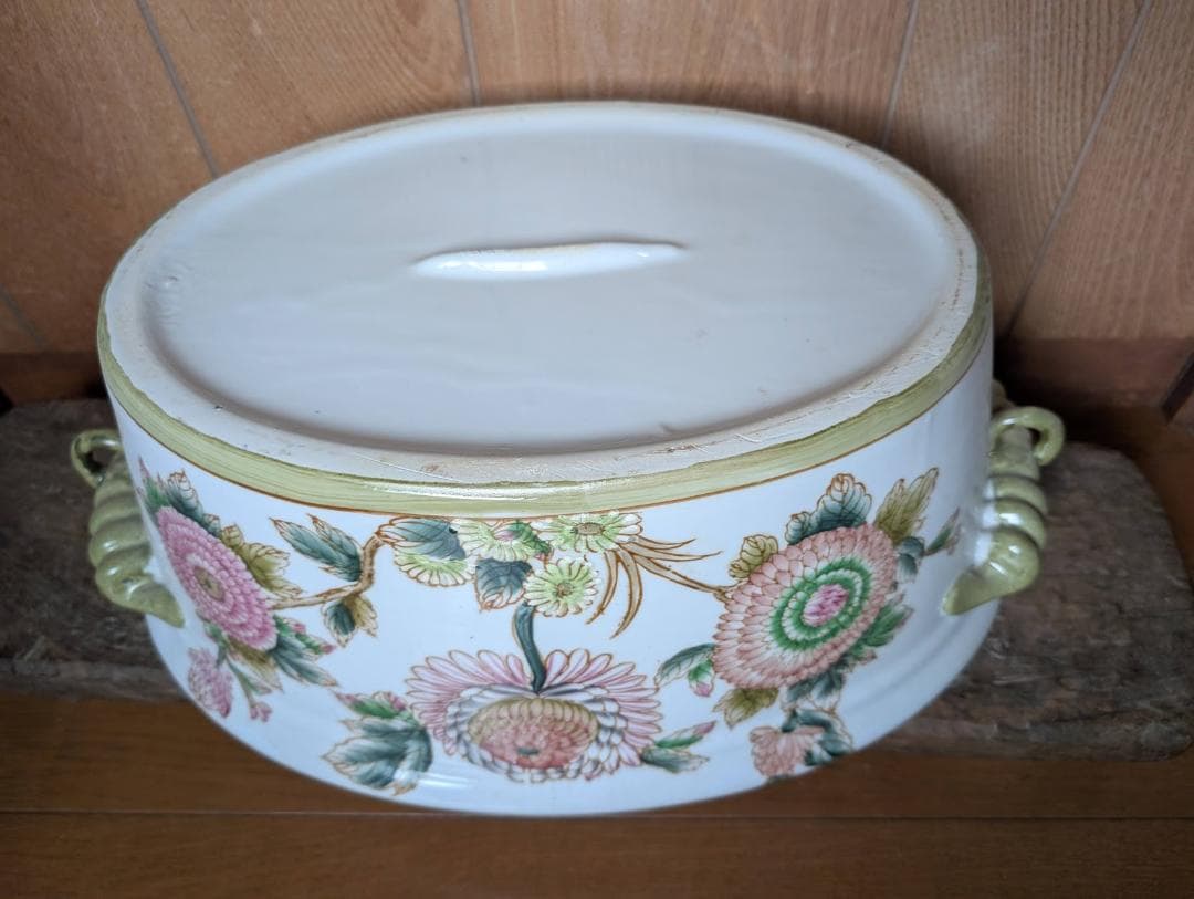 hiro【1点限り】巨大　金魚鉢　楕円　花柄　シノワズリ　金魚柄