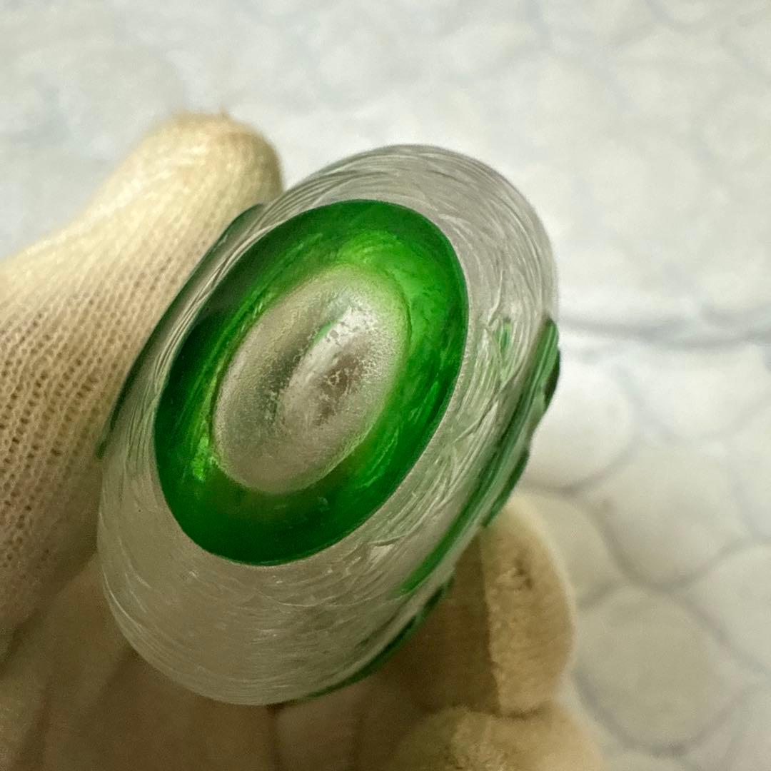 時代物　鼻炎壺　瑠璃硝子　鯉