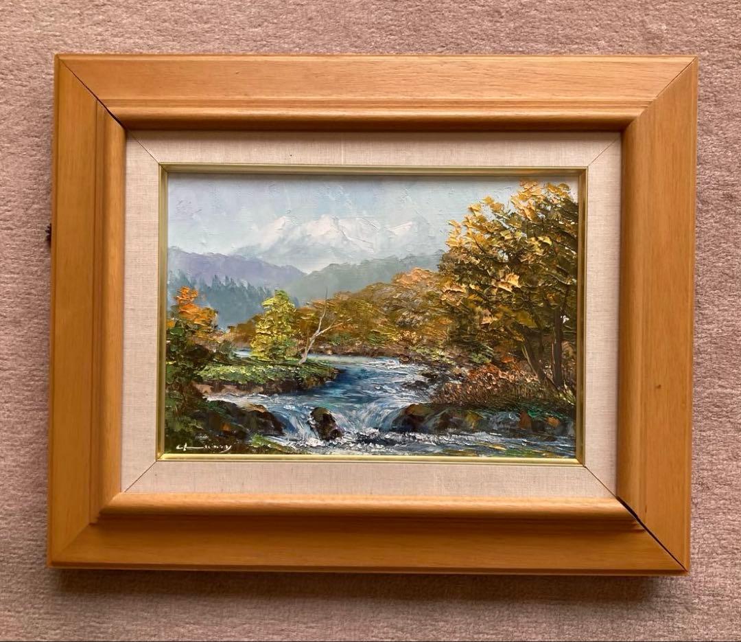 油絵　大￼雪山の風景