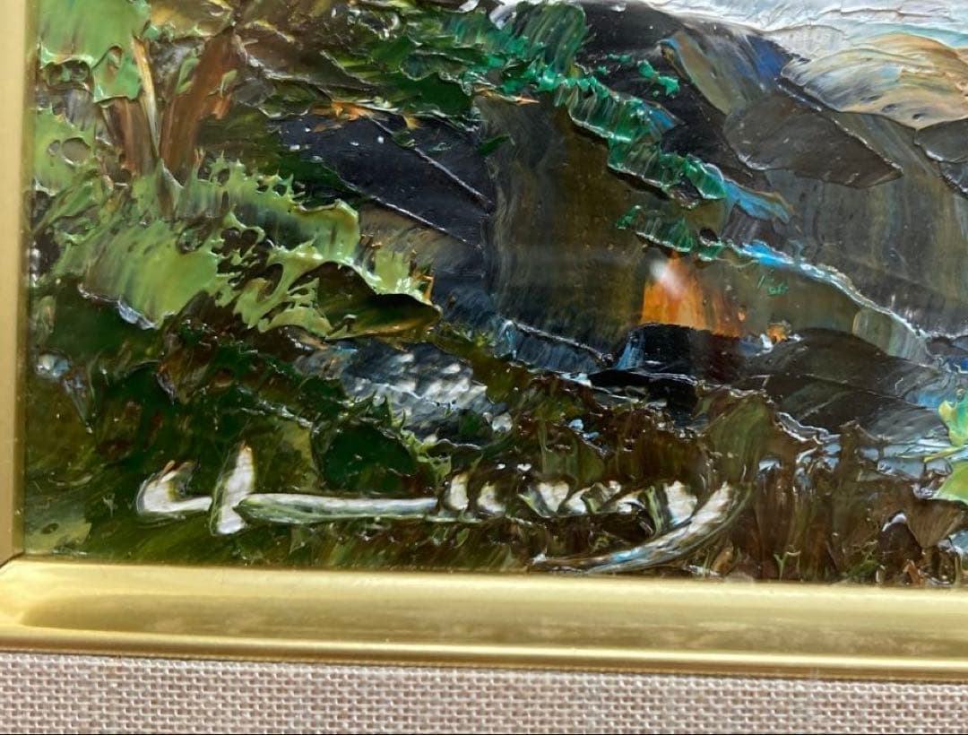 油絵　大￼雪山の風景