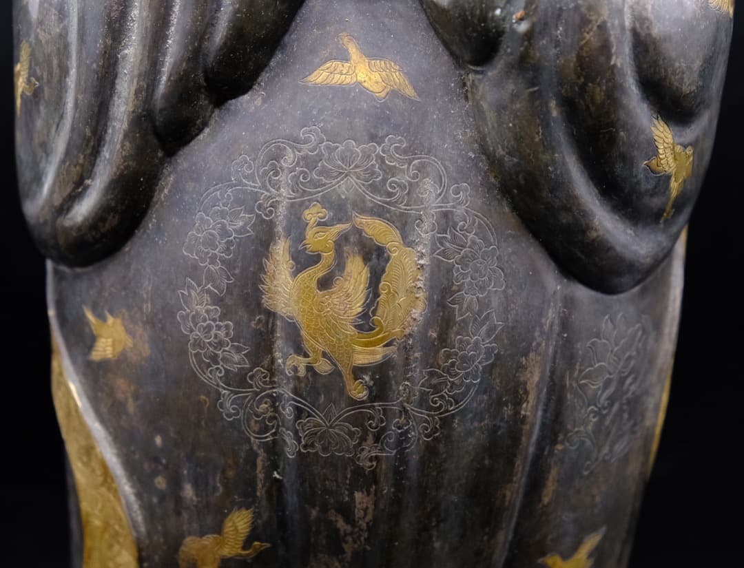 希少　中国美術　唐婦人像　細密象嵌　金属工芸　銀　銅　古玩　総重量2031.8g