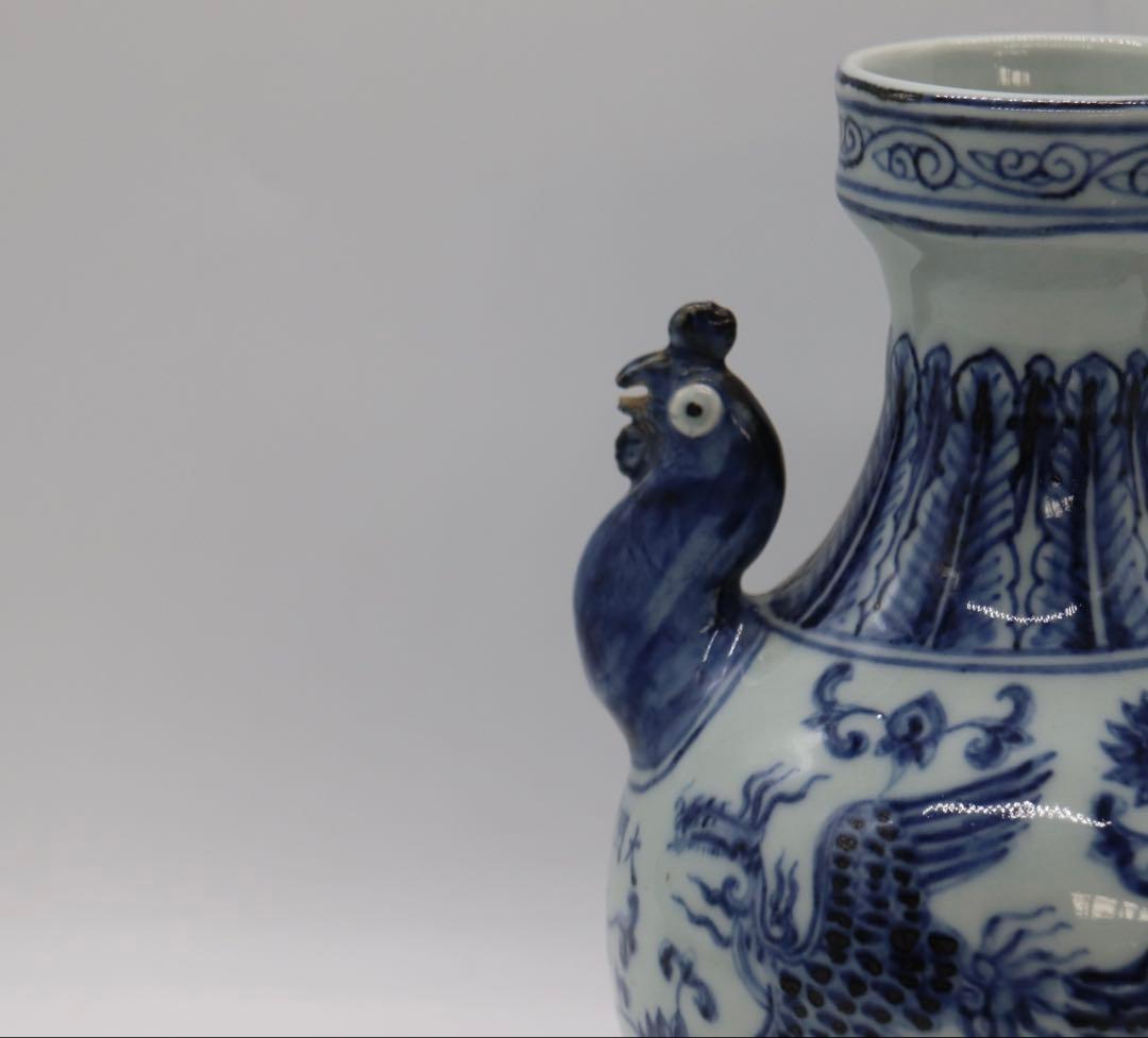 中国美術　染付　龍柄水注　大明宣徳年製銘　送料込み251015