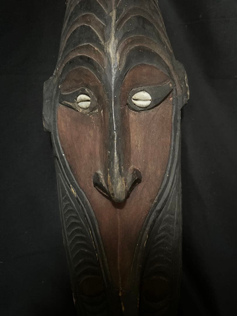 パプアニューギニア アンティーク 木彫り 仮面/62cm/魔除け