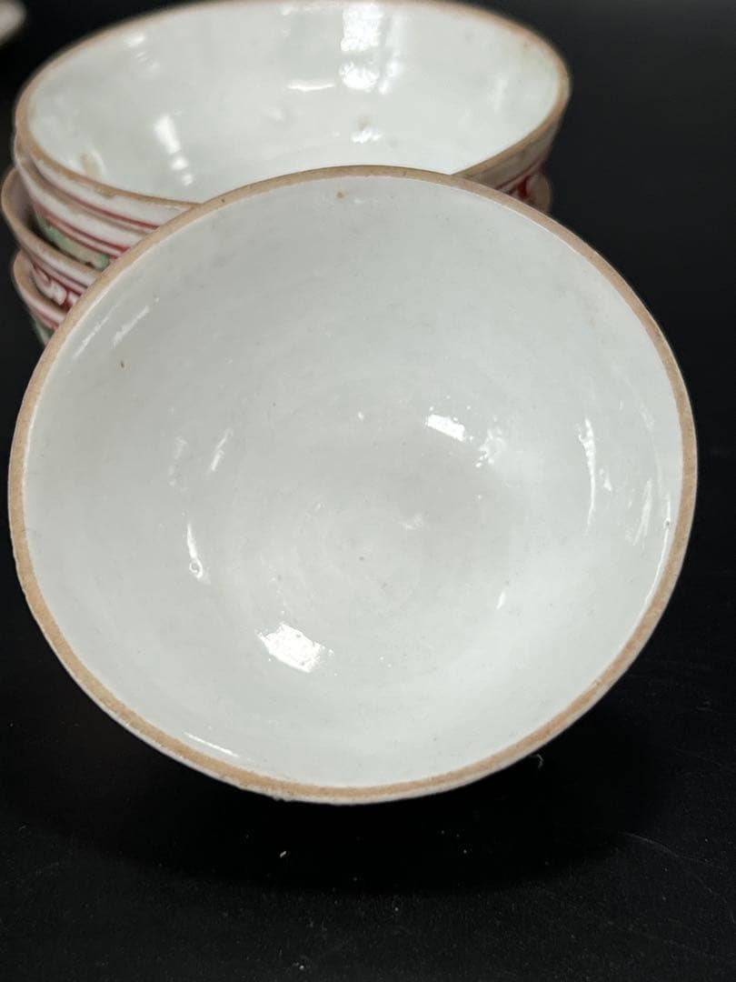 中国明朝時代　赤絵小碗5客 BL2-6