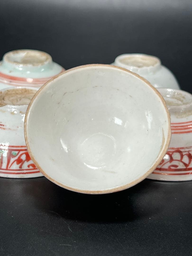 中国明朝時代　赤絵小碗5客 BL2-6